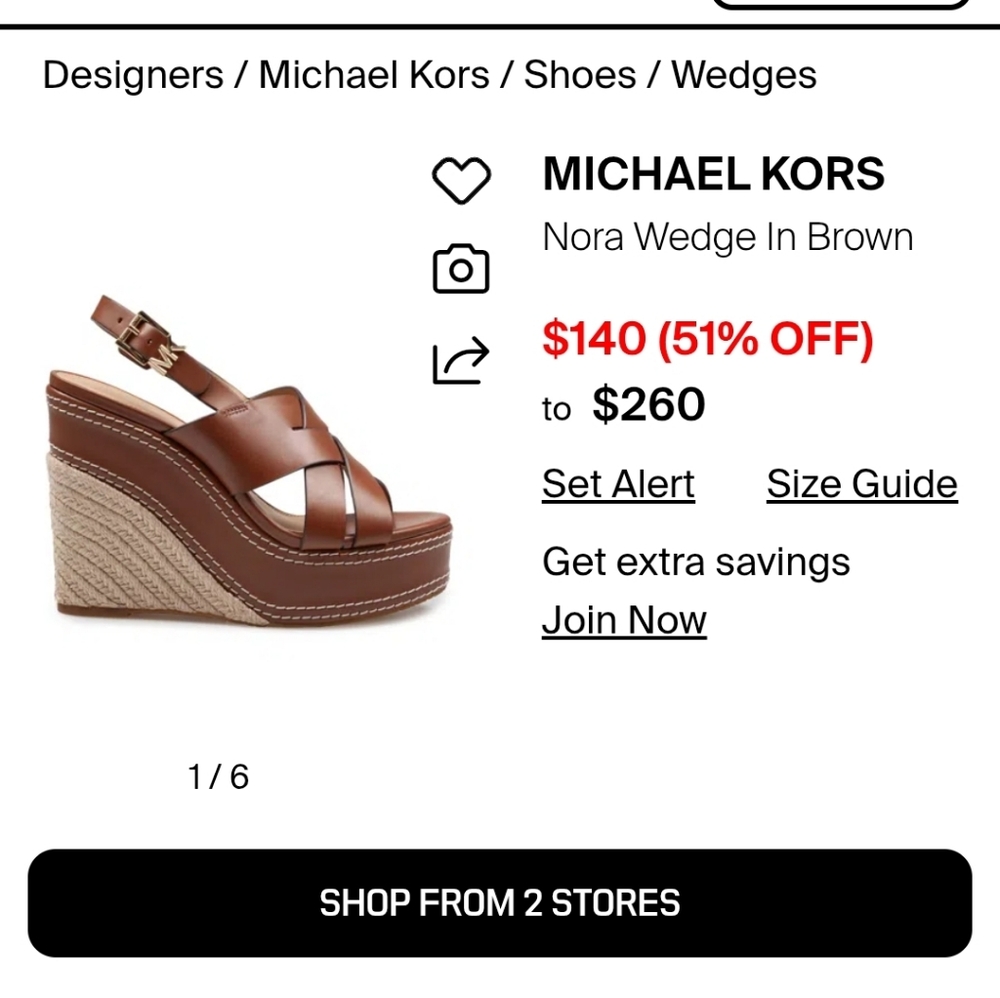 NWT Michael Kors Tan Wedge Sandals 8 - Picture 2 of 9